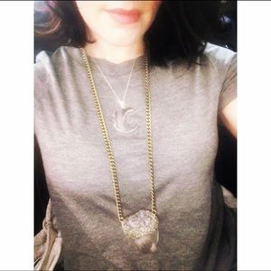 Large quartz with pyrite & amethyst necklace 📿